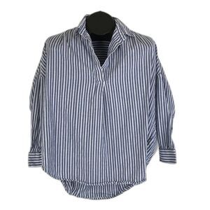 French Connection Striped Popover Top Women's Size XS Woven Cotton Casual